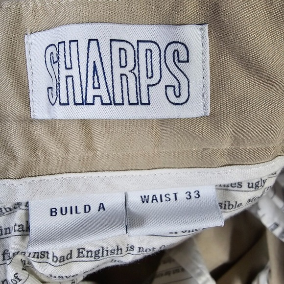 Spoke Pants Mens 33 (Fits 32x33) Beige Sharps Build A Chino Trousers Flaw - Picture 6 of 13